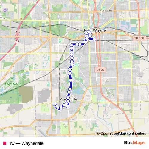 1w bus Line Map