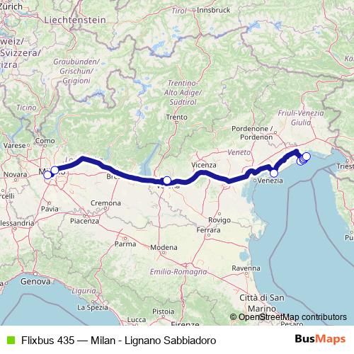Flixbus 435 bus Line Map