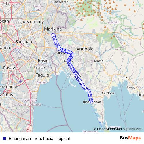Binangonan - Sta. Lucia-Tropical bus Line Map
