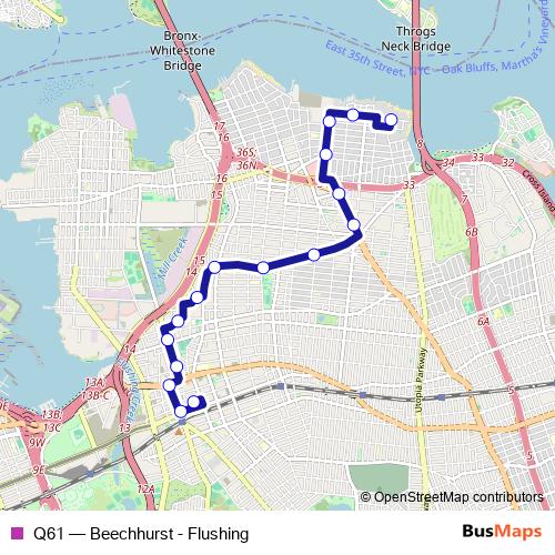 Q61 bus Line Map