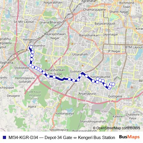 Mf34-KGR-D34 bus Line Map