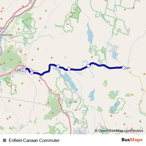 Enfield-Canaan Commuter bus Line Map