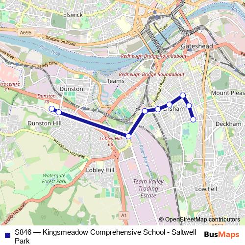 S846 bus Line Map