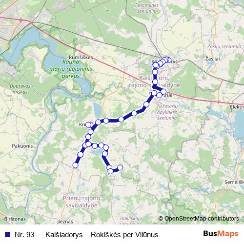 Nr. 93 bus Line Map