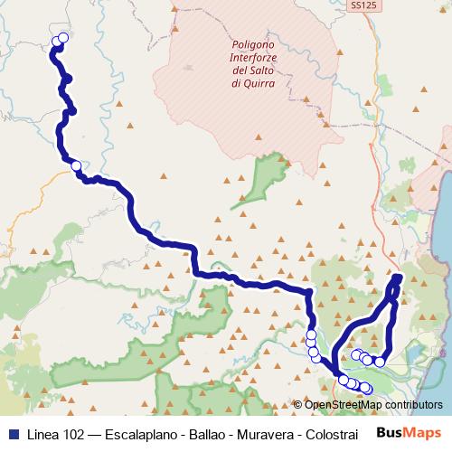 Linea 102 bus Line Map