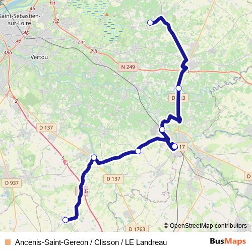 Ancenis-Saint-Gereon / Clisson / LE Landreau bus Line Map