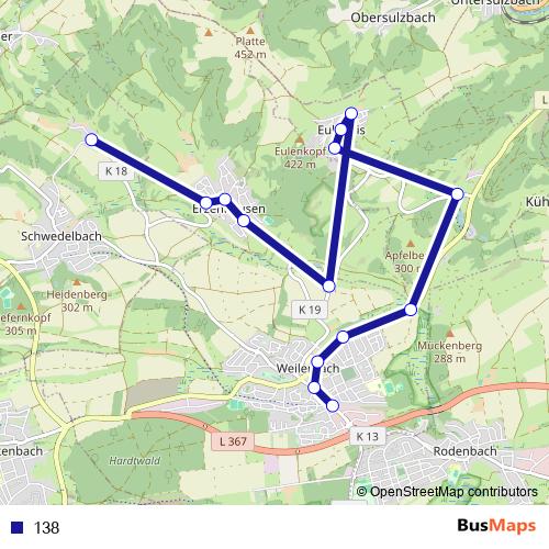 138 bus Line Map