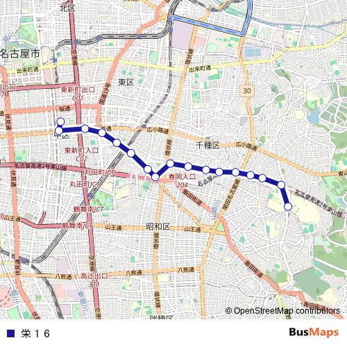 栄１６ bus Line Map