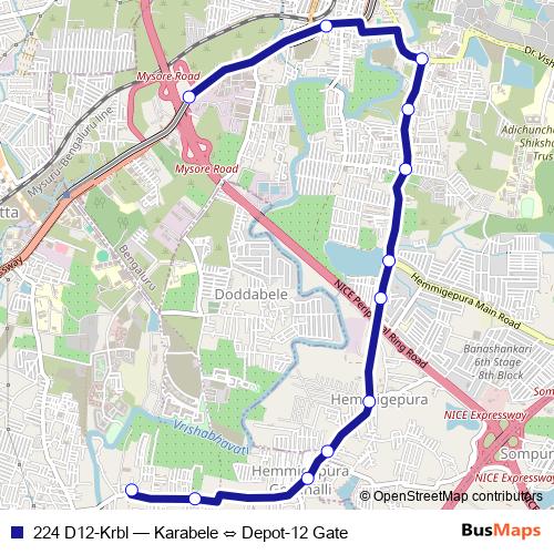 224 D12-Krbl bus Line Map