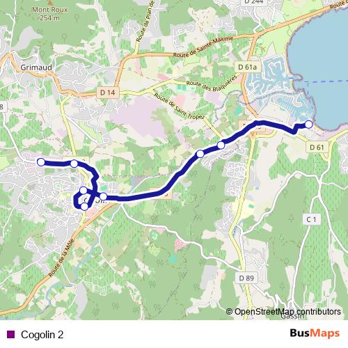 Cogolin 2 bus Line Map