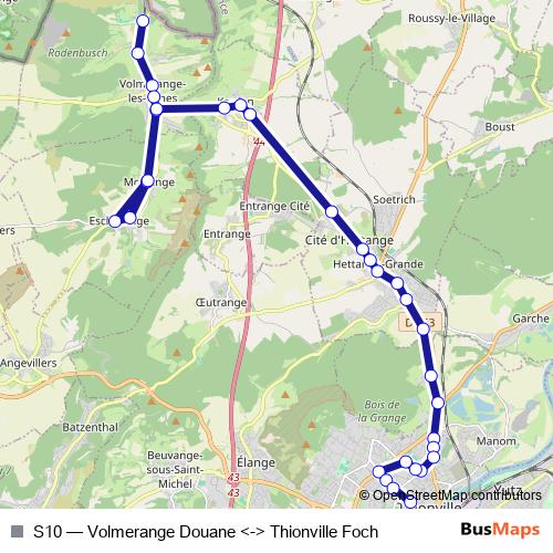 S10 bus Line Map