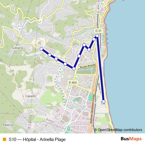 S10 bus Line Map