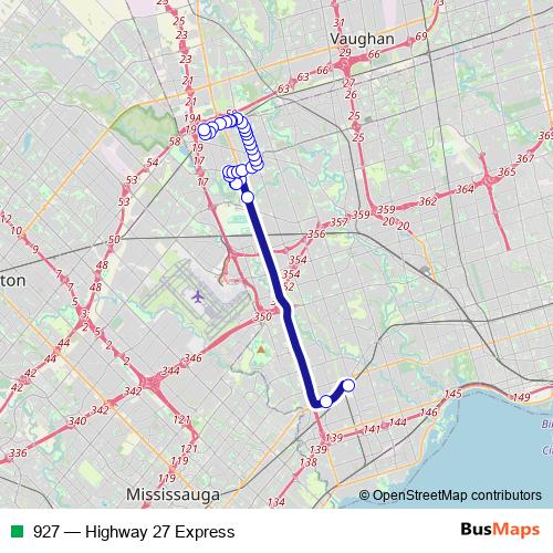 927 bus Line Map