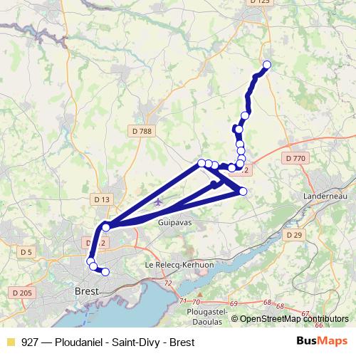 927 bus Line Map