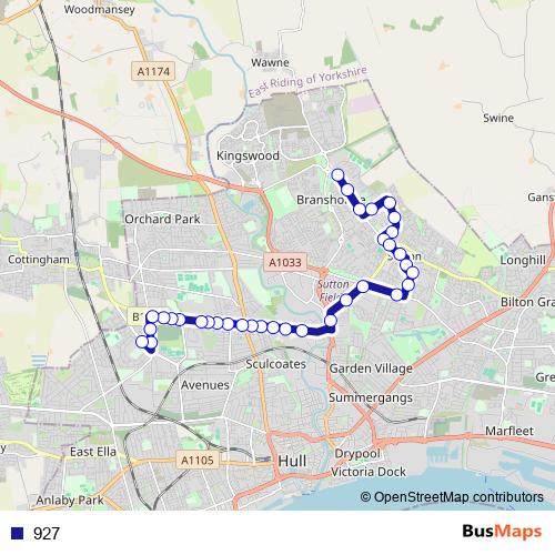 927 bus Line Map