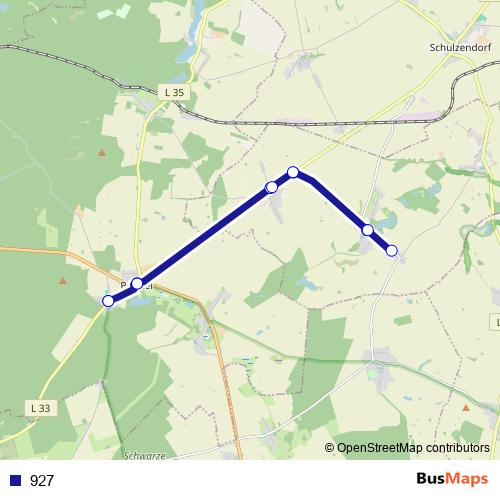 927 bus Line Map
