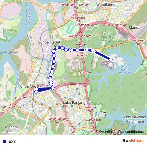 927 bus Line Map