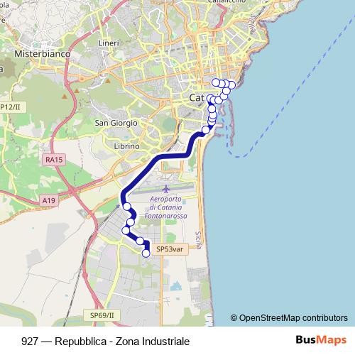 927 bus Line Map