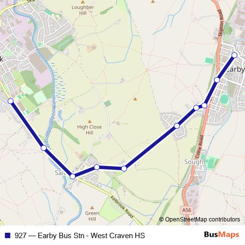 927 bus Line Map