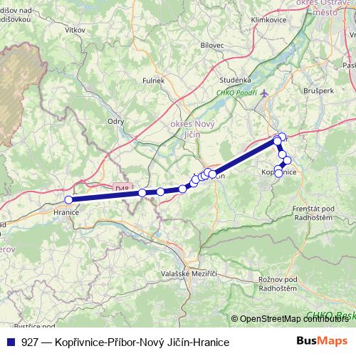 927 bus Line Map