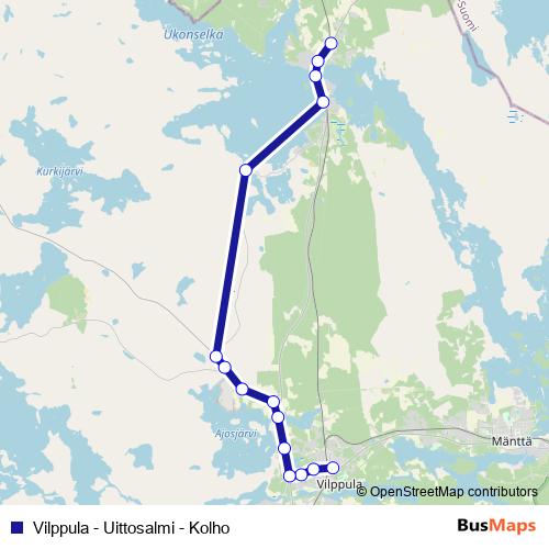 Vilppula - Uittosalmi - Kolho bus Line Map