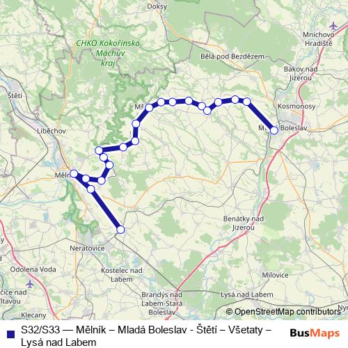S32/S33 rail Line Map