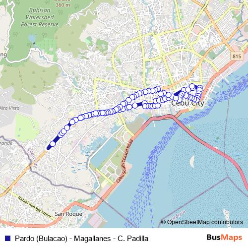 Pardo (Bulacao) - Magallanes - C. Padilla bus Line Map