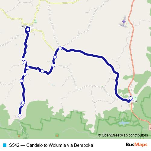 S542 bus Line Map