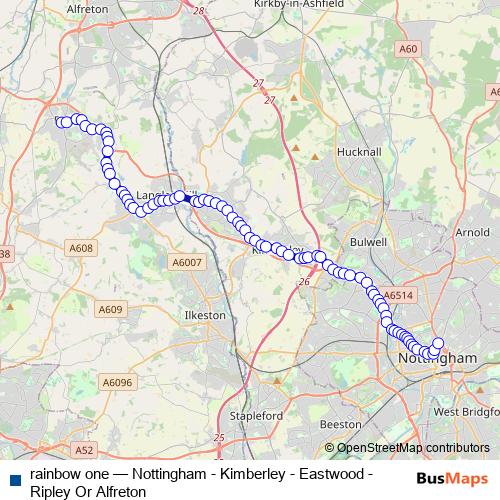 rainbow one bus Line Map