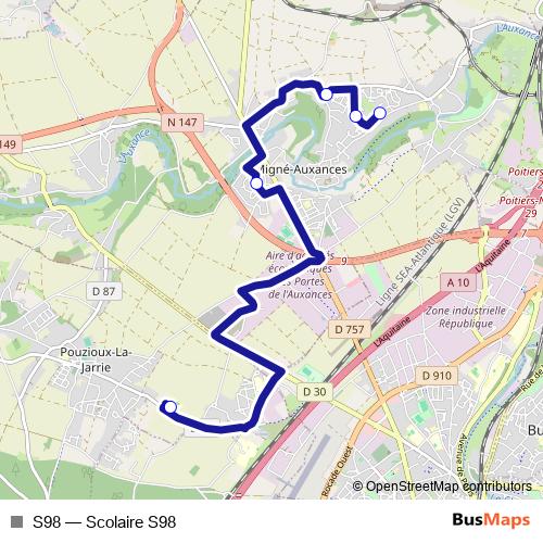 S98 bus Line Map