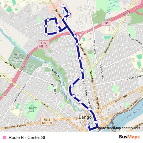 Route B - Center St bus Line Map