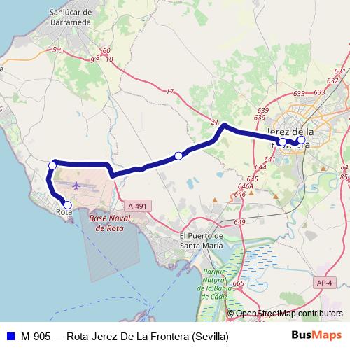 M-905 bus Line Map