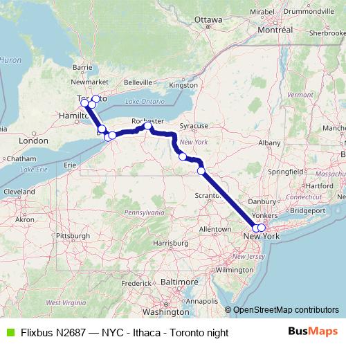 Flixbus N2687 bus Line Map