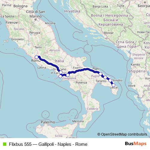 Flixbus 555 bus Line Map