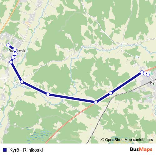 Kyrö - Riihikoski bus Line Map