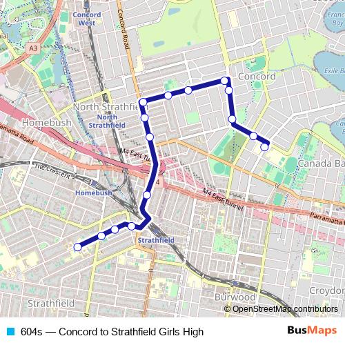 604s bus Line Map