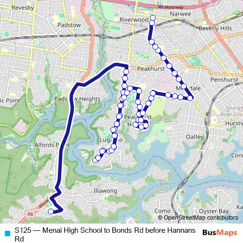 S125 bus Line Map