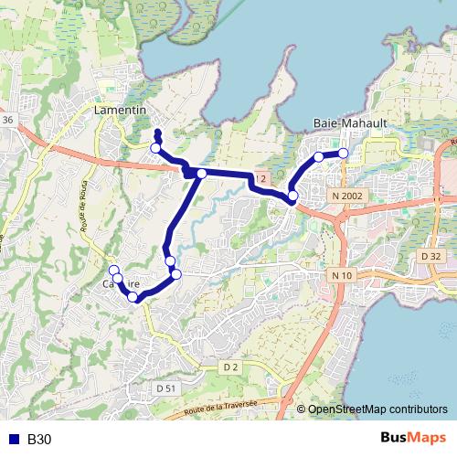 B30 bus Line Map