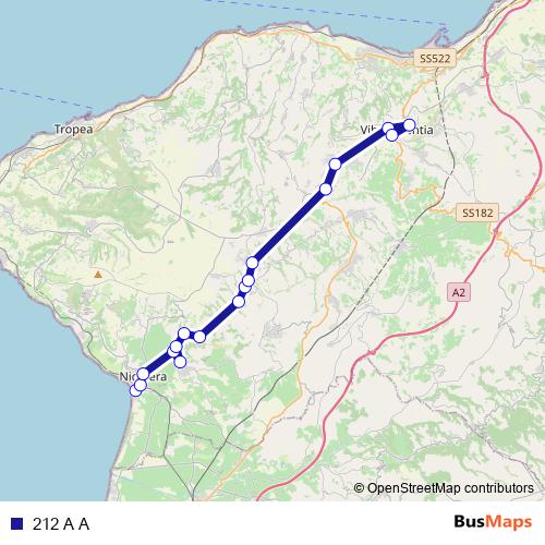212 A A bus Line Map