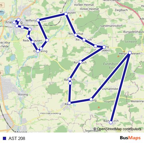 AST 208 bus Line Map