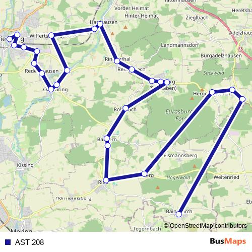 AST 208 bus Line Map