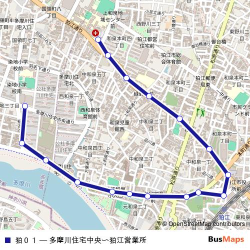 狛０１ bus Line Map