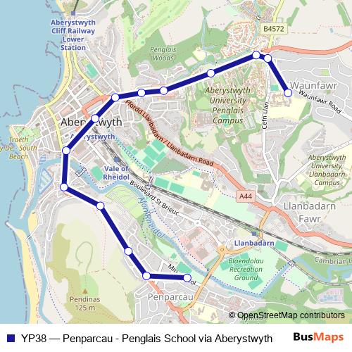 YP38 bus Line Map