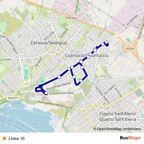 Linea 18 bus Line Map