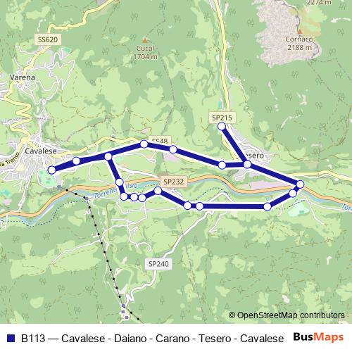 B113 bus Line Map