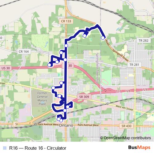 R16 bus Line Map