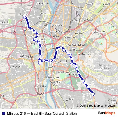 Minibus 216 bus Line Map