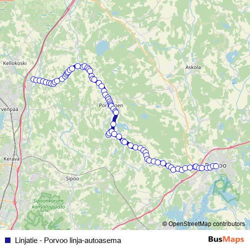Linjatie - Porvoo linja-autoasema bus Line Map
