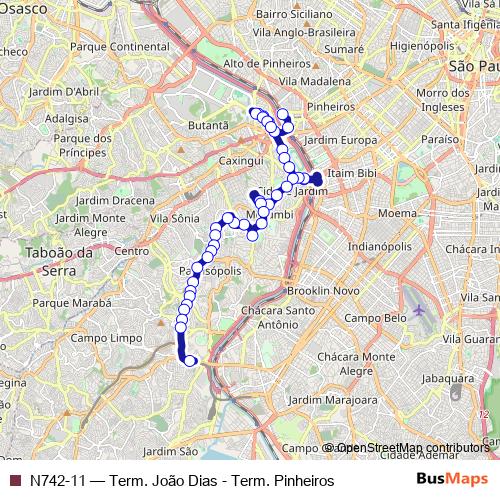 N742-11 bus Line Map