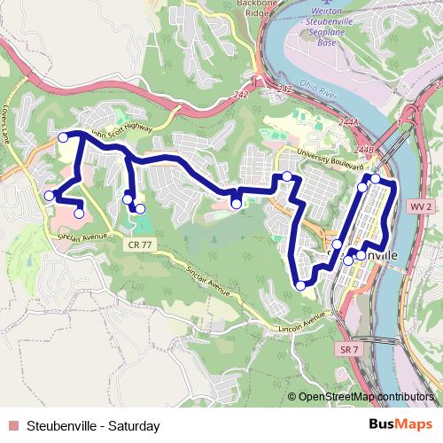 Steubenville - Saturday bus Line Map